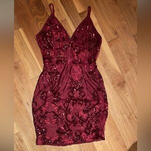 Pretty little thing red sparkly mini dress